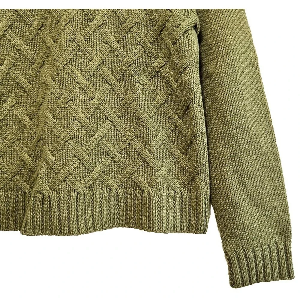 FieldGear Women's Sage Green Wool Sweater Large Textured Weave Pattern Australia